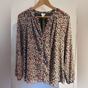 J. Crew Green and Pink Floral Blouse. NWT! XXL